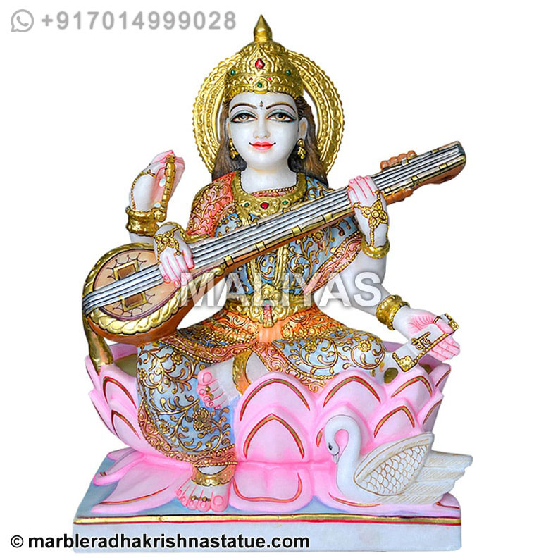 Marble Saraswati Maa Statue
