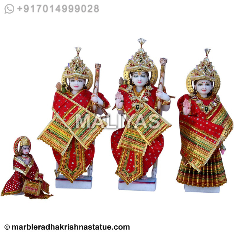 Beautiful Marble Ram Parivar Statue