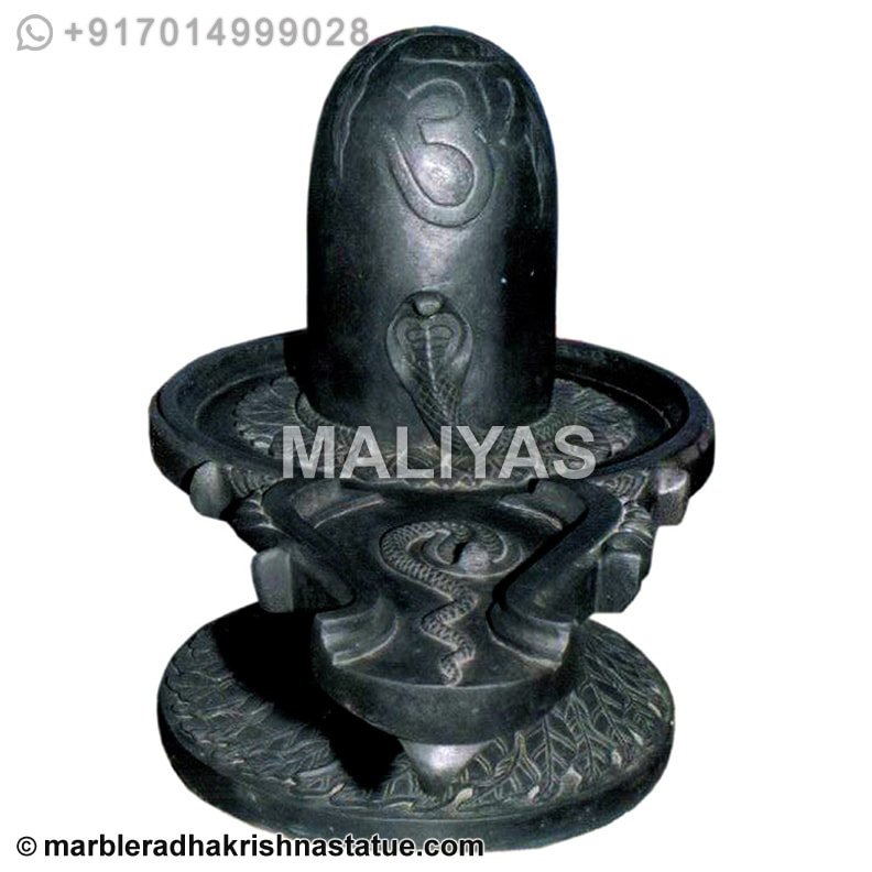 Black Marble Shivling with carving work