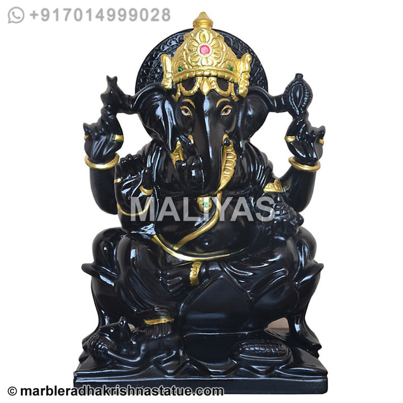 Black Stone Ganesha Statue