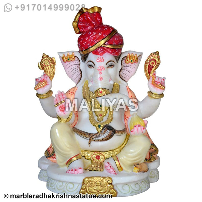 Ganesh White Marble Statue
