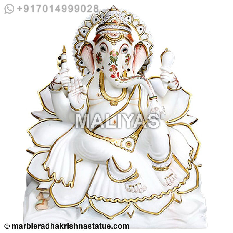 Handmade Ganesh Statue from White Marble
