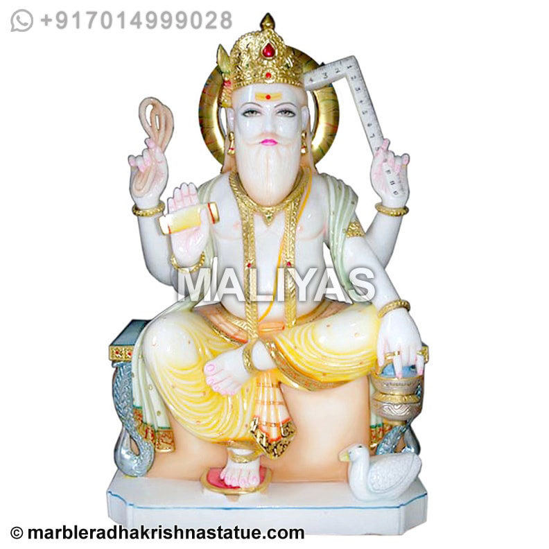 Makarana Marble Vishwakarma Statue