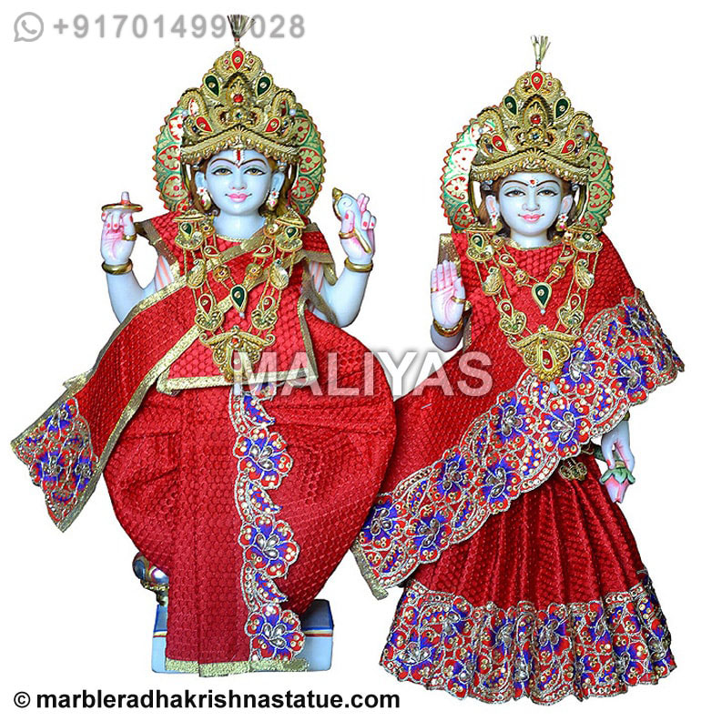 Makrana Marble Vishnu Lakshmi Statue