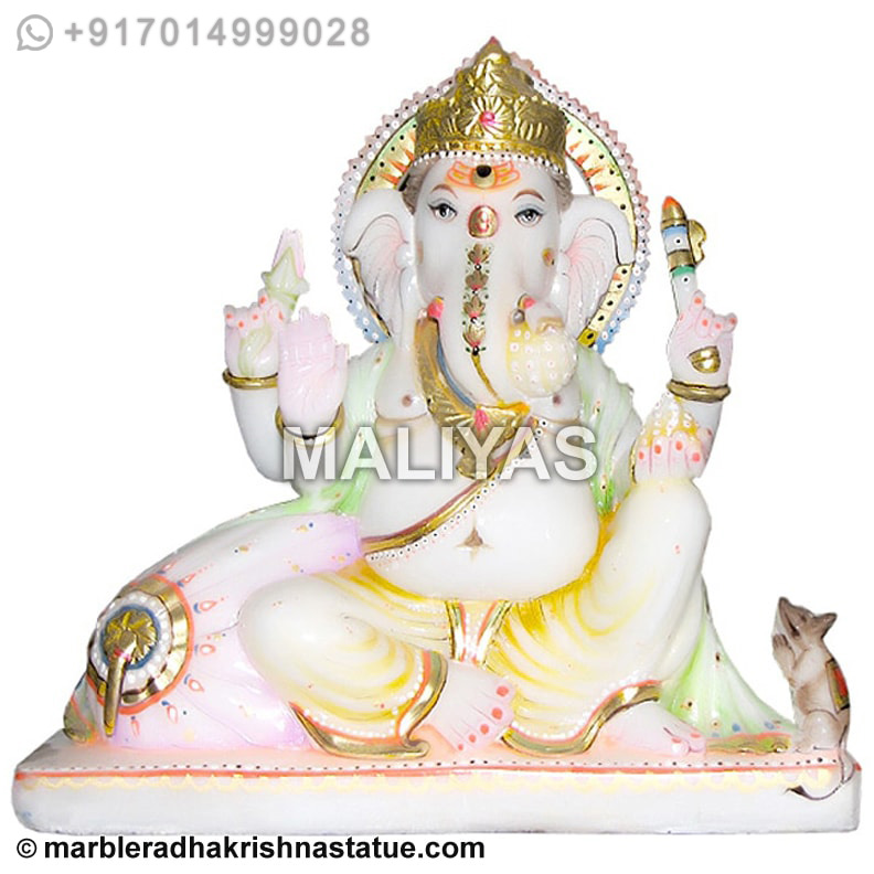 Marble Abhaya Mudra Ganesh Statue