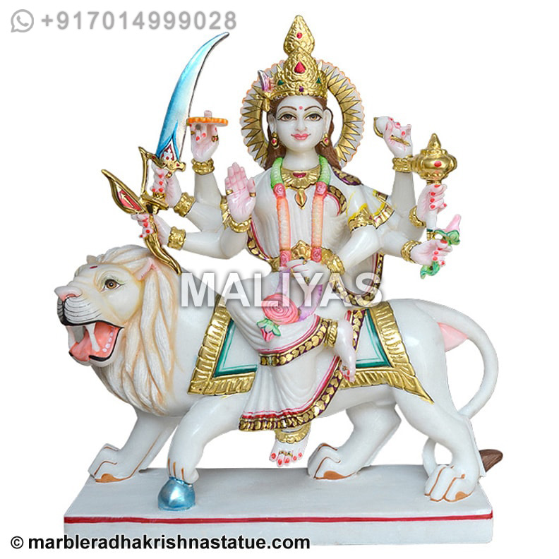 Marble Durga Goddess Sculpture