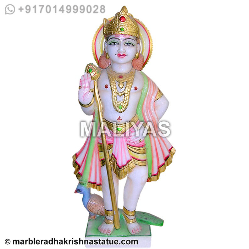 Marble God Murugan Statue