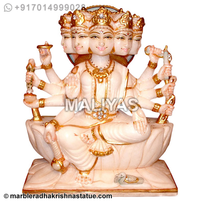 Marble Panchmukhi Gayatri Mata Statue