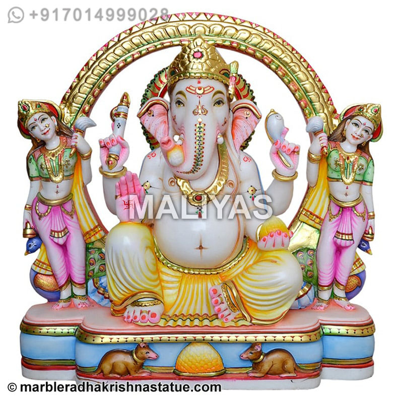 Marble Riddhi siddhi Ganesh Statue