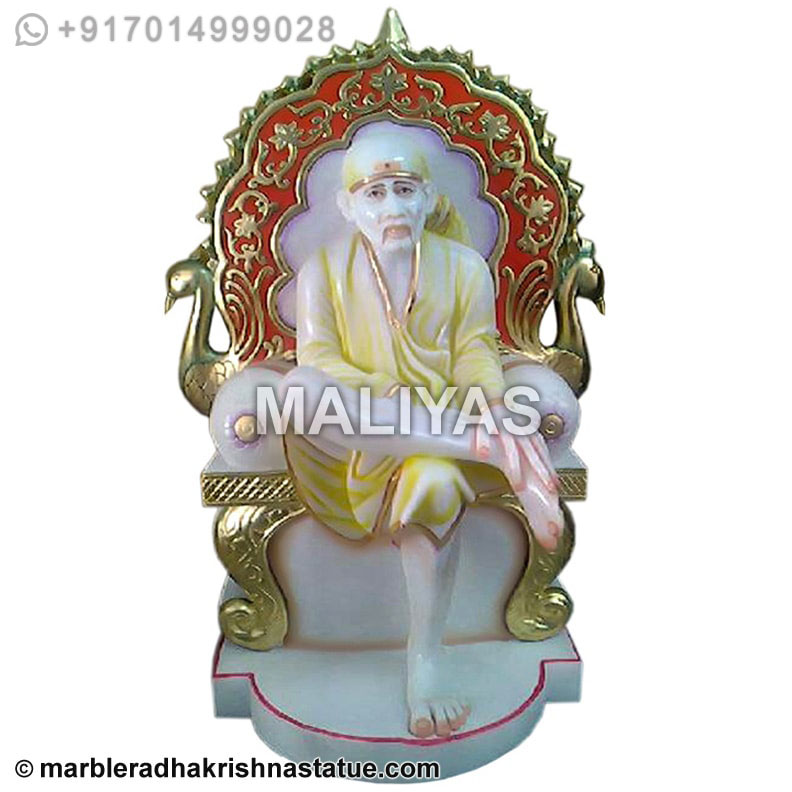 Marble Sai baba with Singhasan