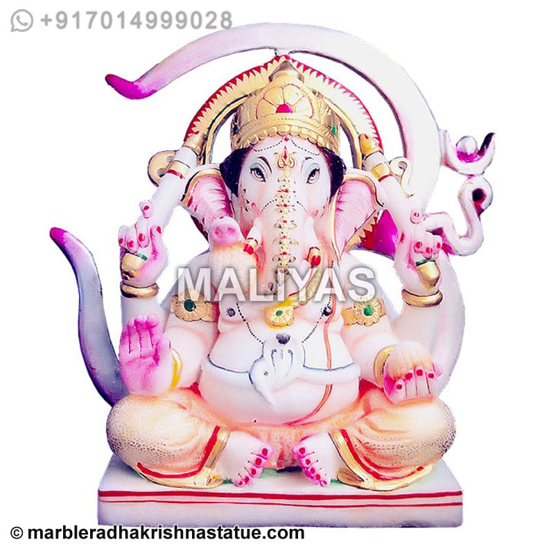 Marble Seated Abhaya Ganesha Statue