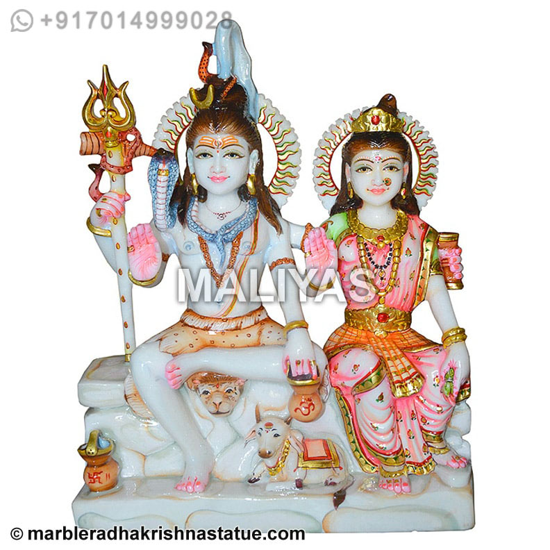 Marble Shankar and Parvati Statue