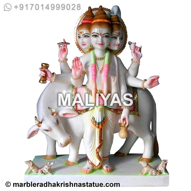 Multicolor Marble Dattatreya Statue