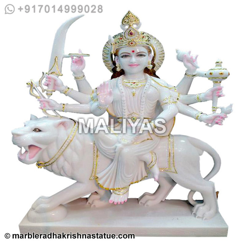 Traditional White Decorative Maa Durga Statues