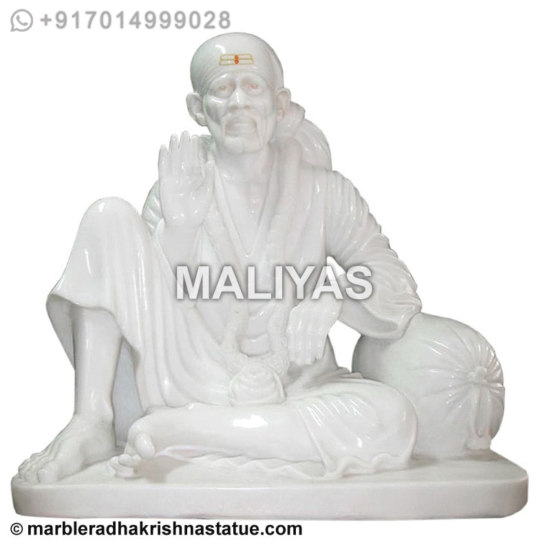 White Blessing Dwarka Mai Marble Statue