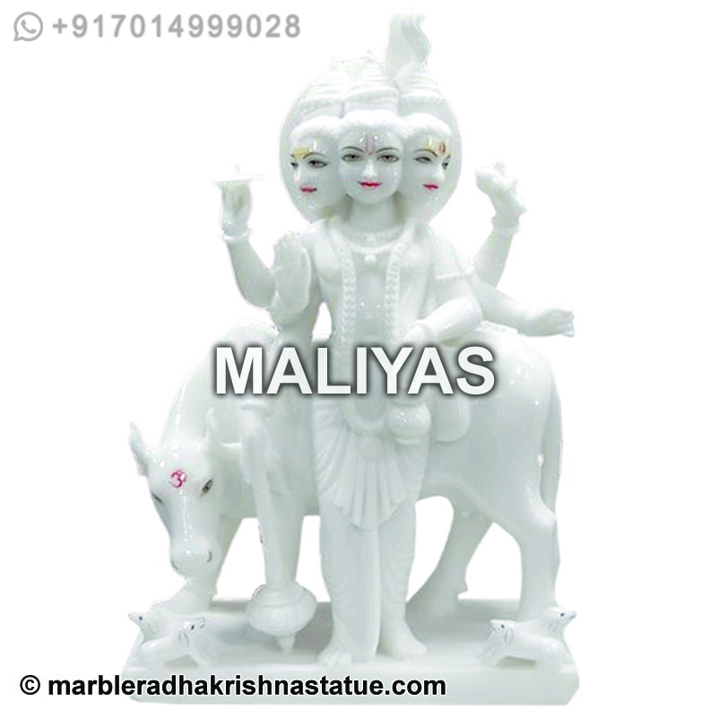 White Dattatreya Marble Moorti