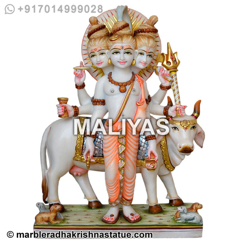 White Dattatreya Marble Statue in Jaipur
