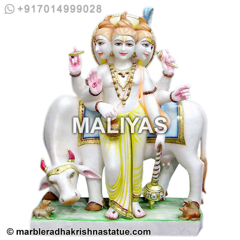 White Dattatreya Marble Statue Online