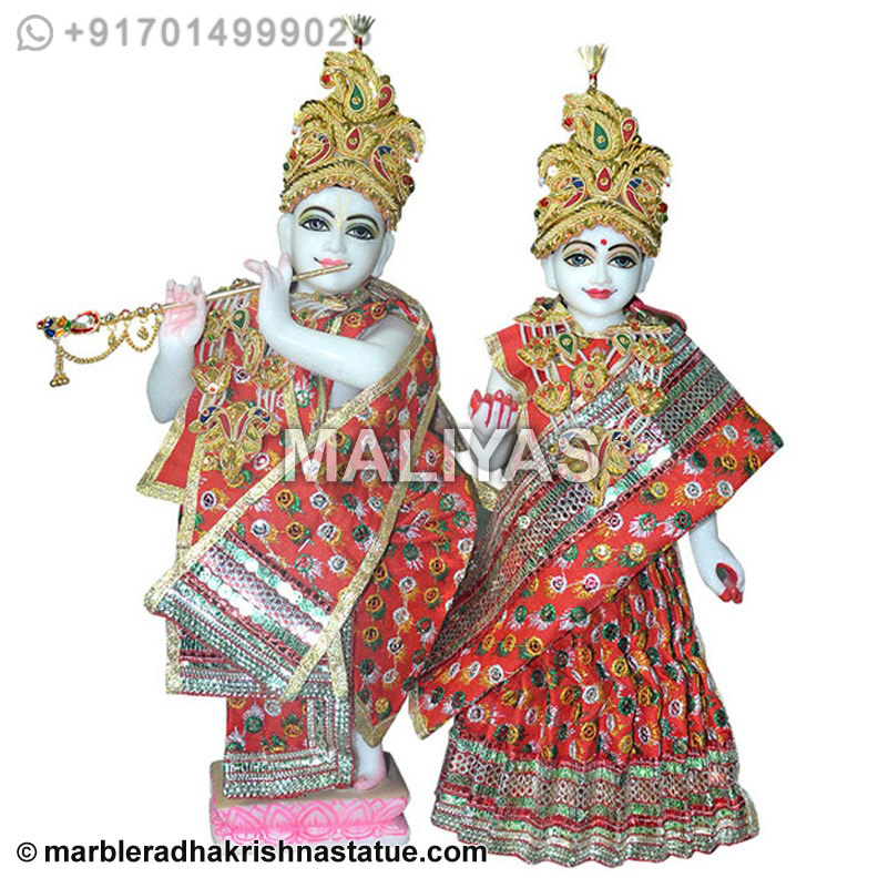 White Iskcon Radha Krishna Statue