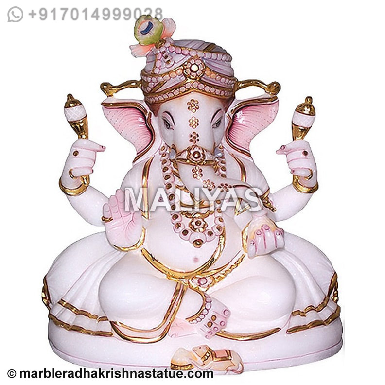 White Makarana Marble Ganesh Statue