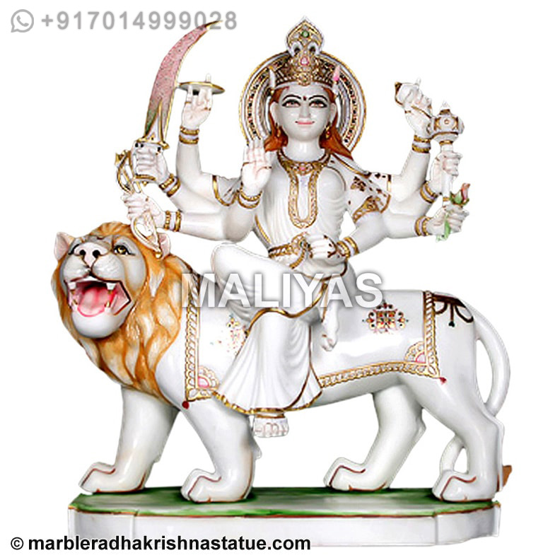 White Makrana Marble Durga Maa Statue