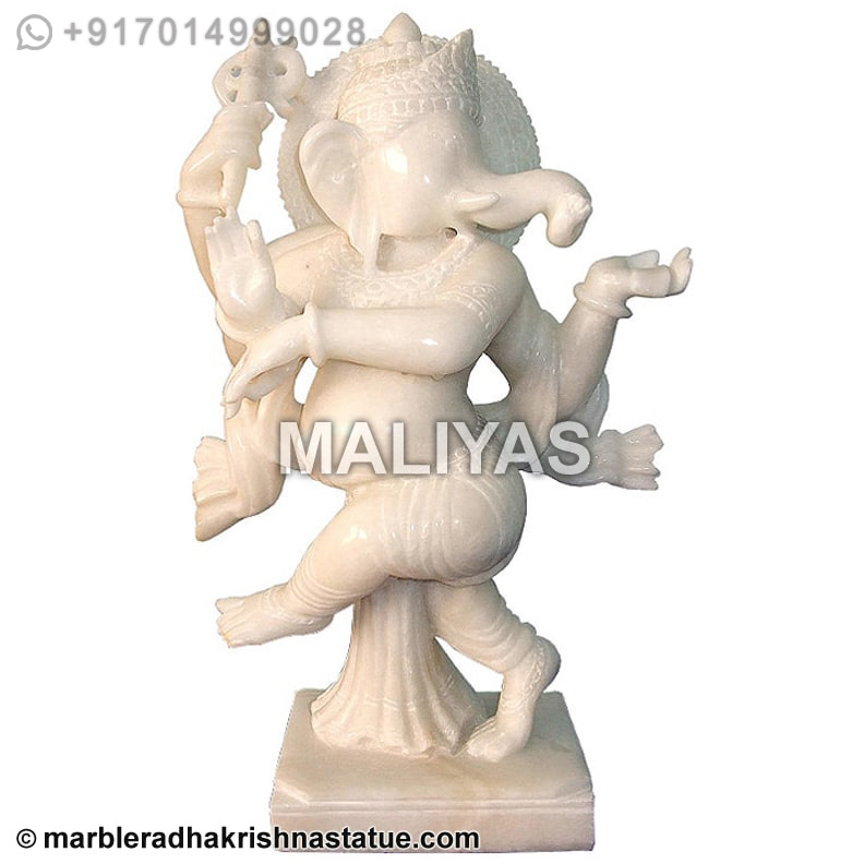 White Marble Dancing Ganesh Statue