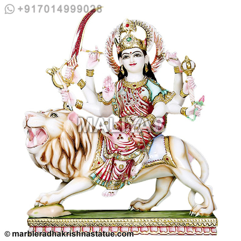 White Marble Durga Maa Moorti