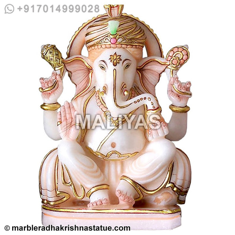 White Marble Ganesha Sculpture