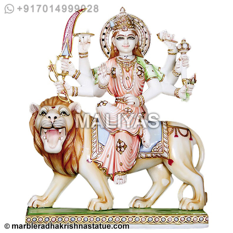 White Marble Goddess Durga Statue