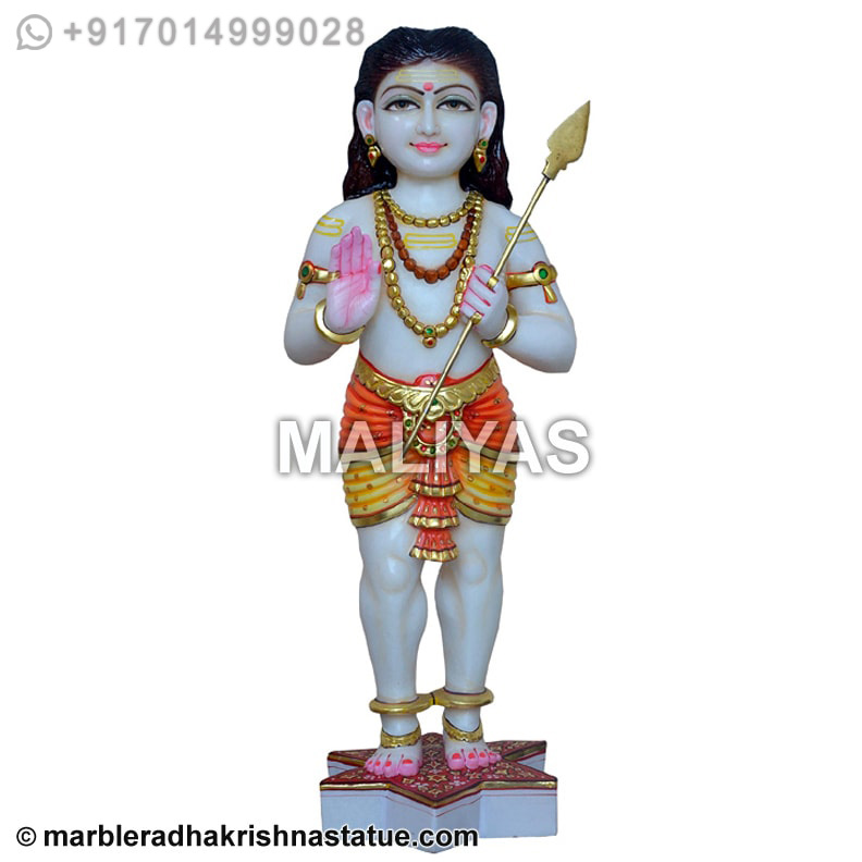 White Marble Karthikeya Staue
