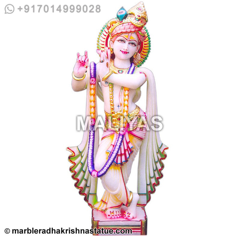 White marble krishna statue
