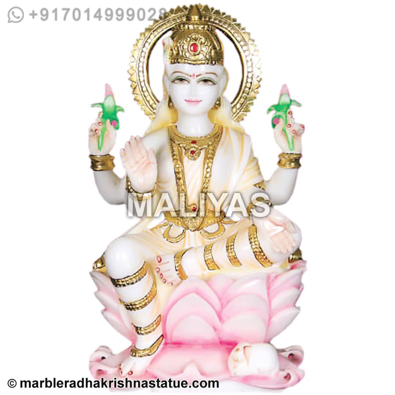 White Marble Lakshmi Sculpture