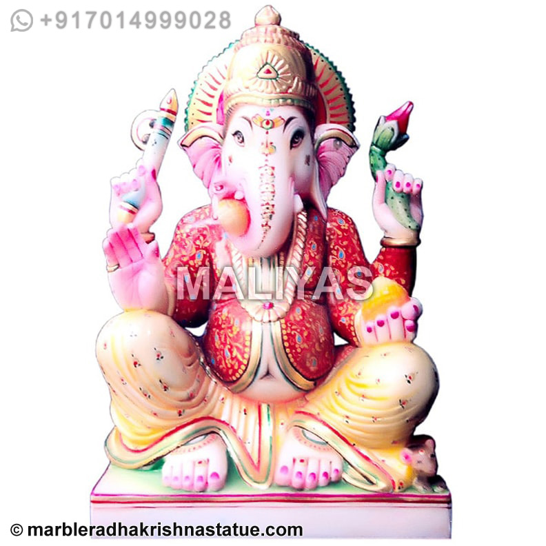 White Marble Seated Ganesh Statue