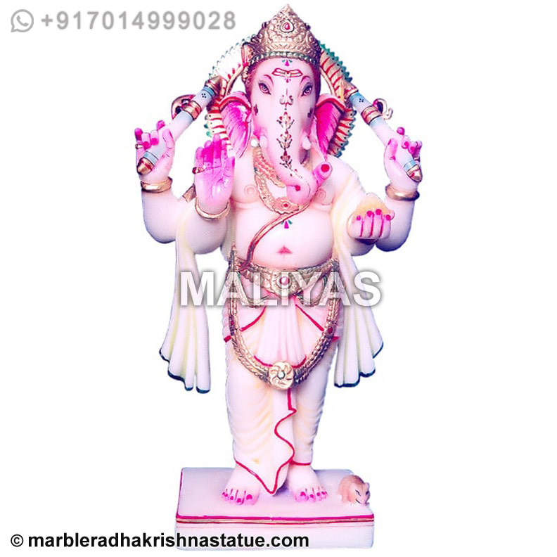 White Marble Standing Ganesh Statue