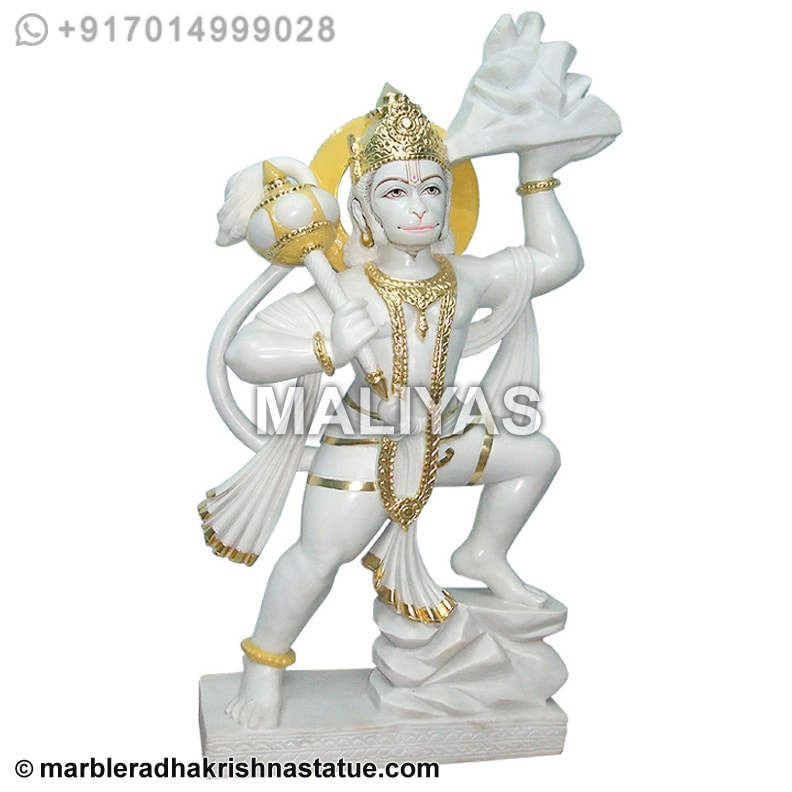 White Marble Veer Hanuman Moorti