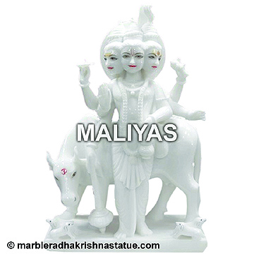 White Dattatreya Marble Moorti
