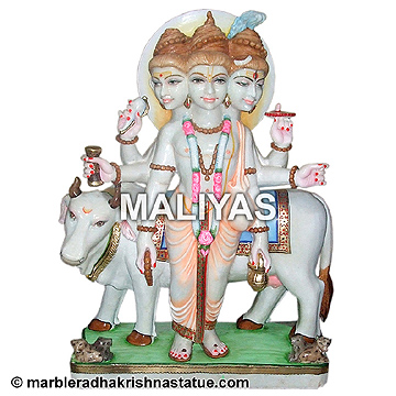 Marble Standing Dattatreya Statue