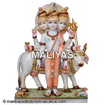White Dattatreya Marble Statue in Jaipur