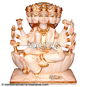 Marble Panchmukhi Gayatri Mata Statue