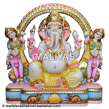 Marble Riddhi siddhi Ganesh Statue