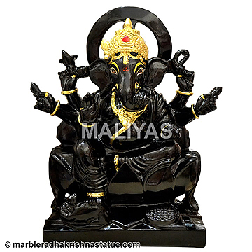 Black Marble Ganapati Statue
