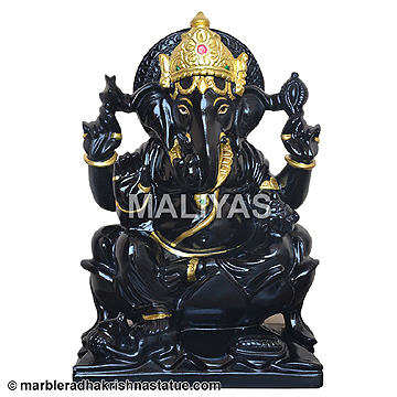 Black Stone Ganesha Statue