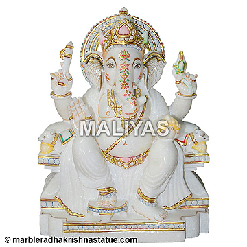 White Marble Ganesha Idol