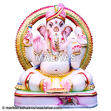 Marble Ganesh Large Seated Statue