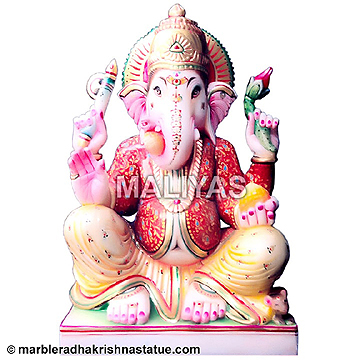 White Marble Seated Ganesh Statue