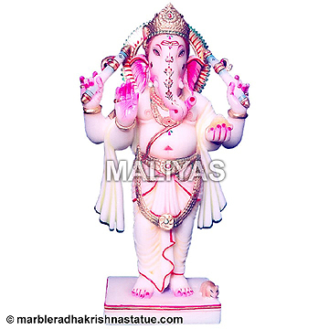 White Marble Standing Ganesh Statue