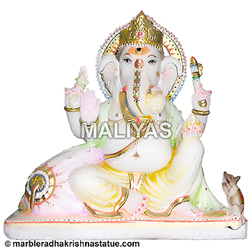 Marble Abhaya Mudra Ganesh Statue