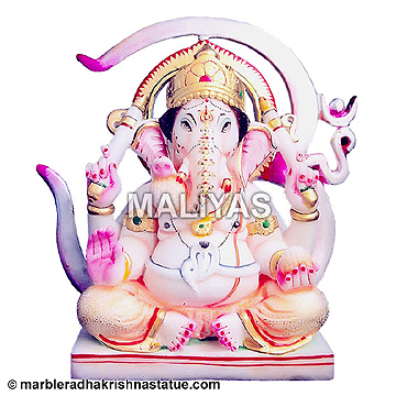 Marble Seated Abhaya Ganesha Statue