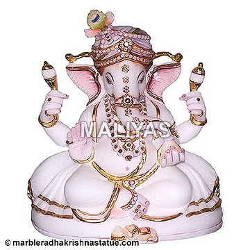 White Makarana Marble Ganesh Statue