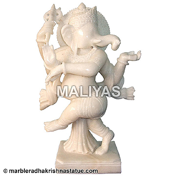 White Marble Dancing Ganesh Statue
